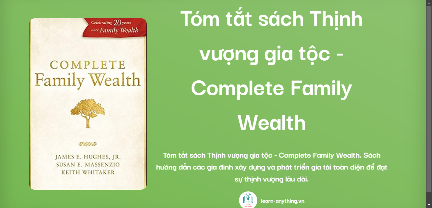 Tóm tắt sách Thịnh vượng gia tộc - Complete Family Wealth
