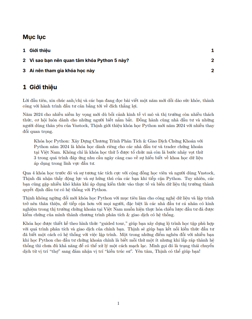 File PDF xuất với cấu hình YAML mẫu ở trên - sử dụng Quarto từ giao diện dòng lệnh